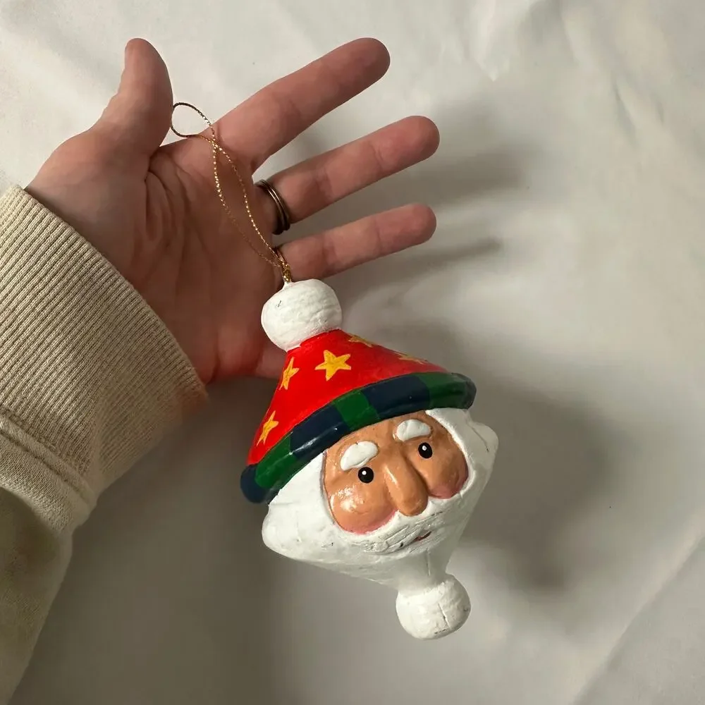Vintage Wooden Santa Kris Kringle Christmas Tree Ornament